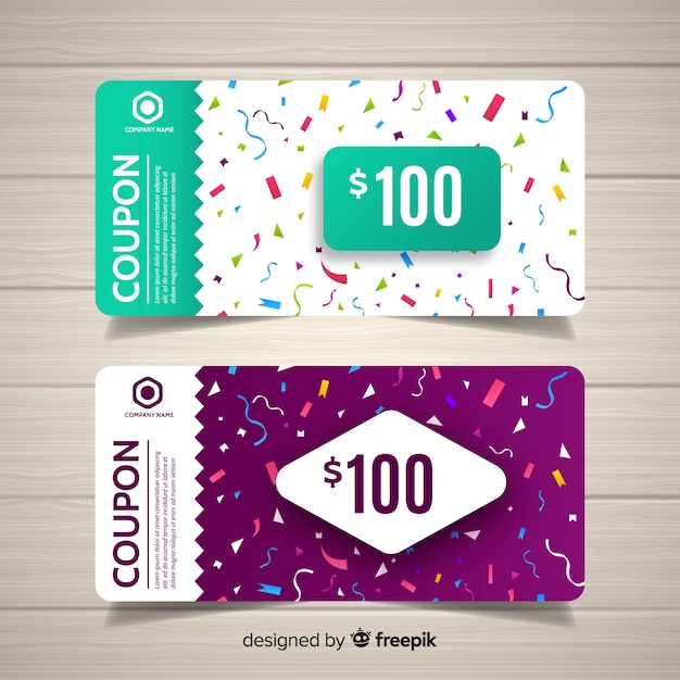 Modèle De Coupon Coloré Avec Design Plat