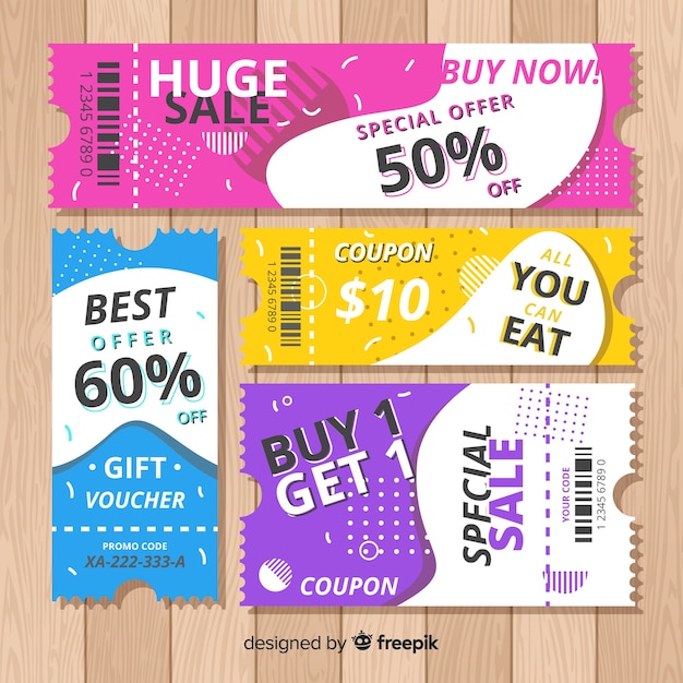 Modèle De Coupon Coloré Avec Design Plat