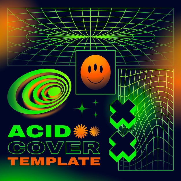 modèle de couverture de CD de style acide gradient