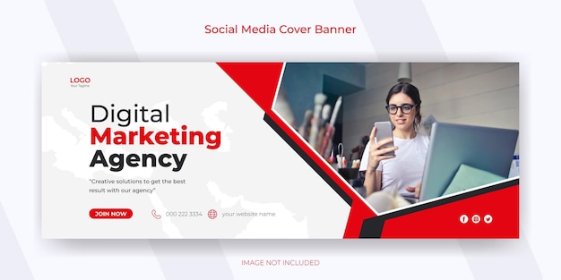 Modèle de couverture facebook et de bannière Web pour agence de marketing numérique