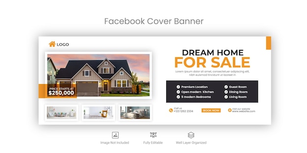 Modèle De Couverture Facebook Et Bannière Web De Propriété Immobilière