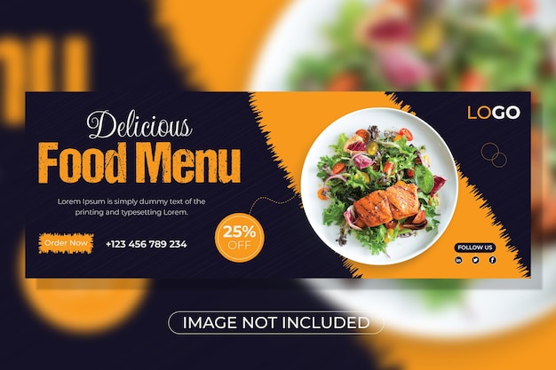 Vecteur modèle de couverture facebook de restaurant de menu de nourriture délicieuse pour la publicité