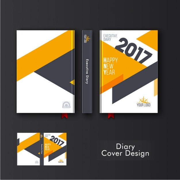 Vecteur modèle de la couverture de journal avec des formes géométriques oranges
