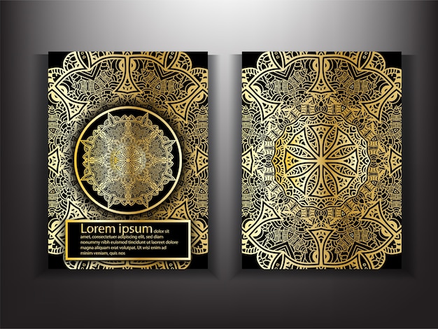 Modèle De Couverture De Luxe Business Gold Mandala Design