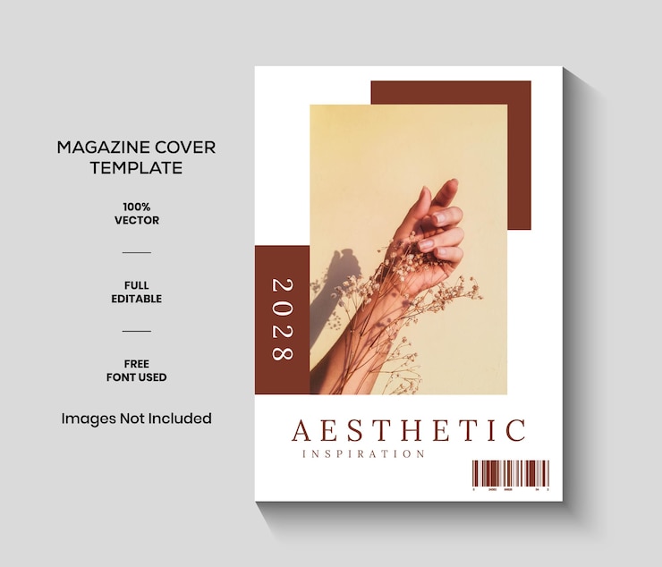 Vecteur modèle de couverture de magazine brown minimaliste