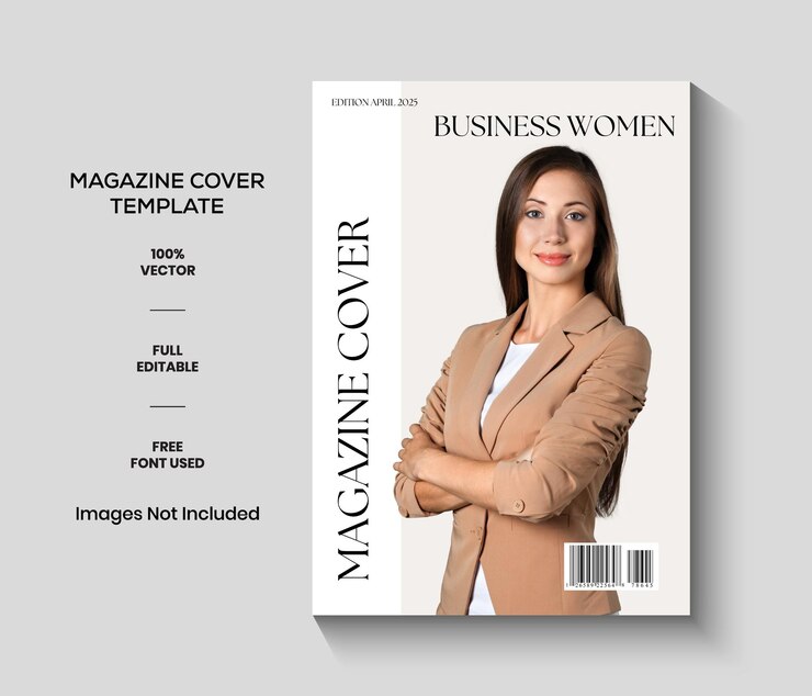 Vecteur modèle de couverture de magazine simple gris et brun