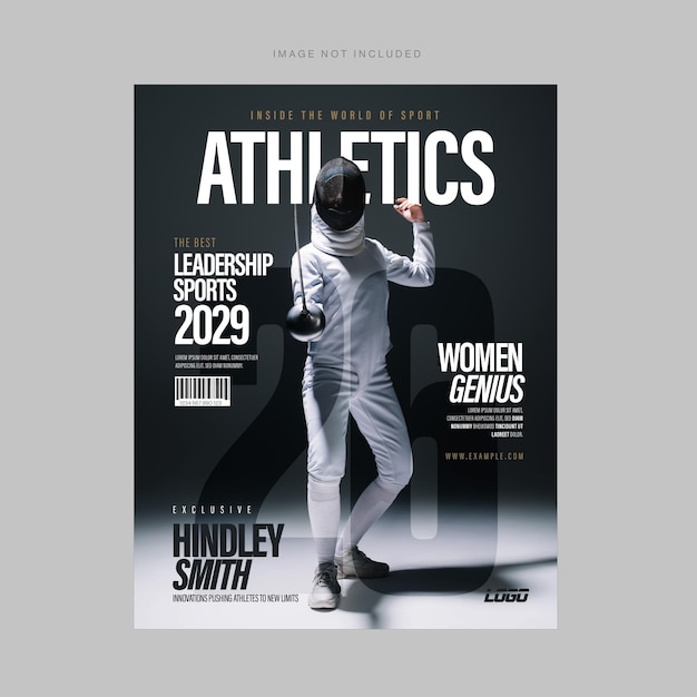 Vecteur modèle de couverture de magazine de sport livre d'athlétisme élégant style gris noir en vecteur eps