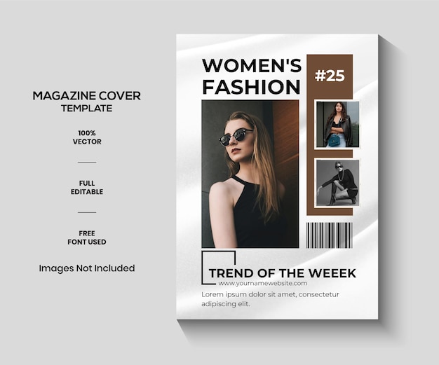 Vecteur modèle de couverture de magazine de style de mode minimaliste gris et noir