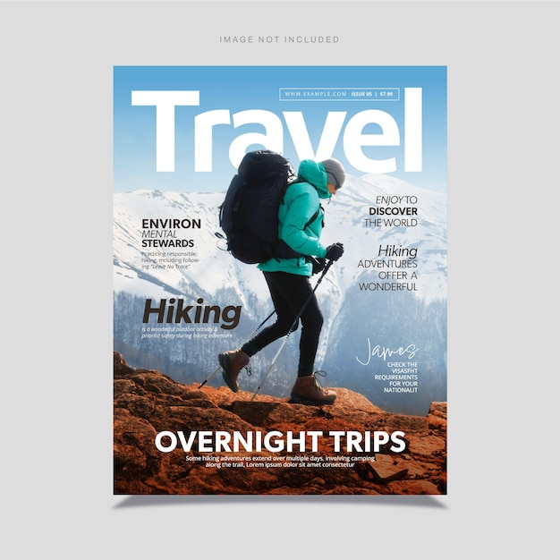 Vecteur modèle de couverture de magazine de voyage en eps vectoriel