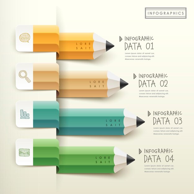 Modèle Créatif D'infographie De Graphique à Barres Au Crayon