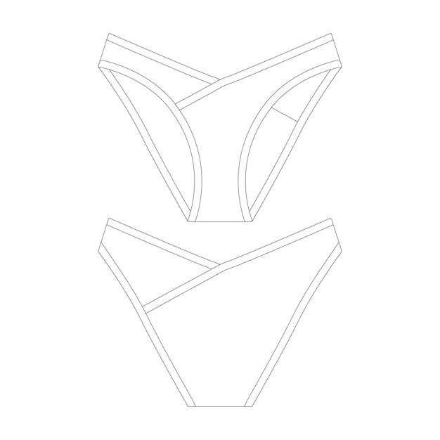 modèle croix devant bikini sous-vêtements illustration vectorielle design plat contour collection de vêtements