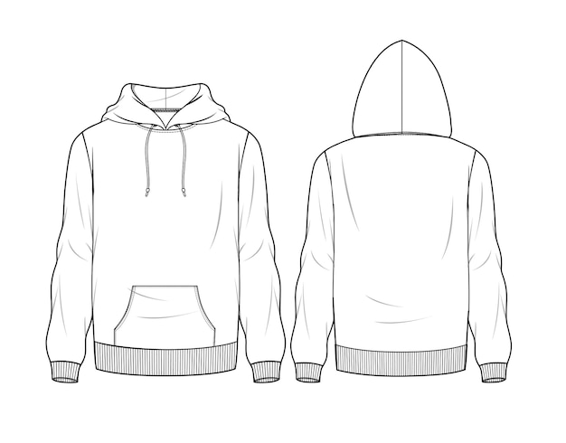 Modèle de croquis Mans Hoodie