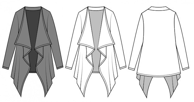 Vecteur modèle de croquis de mode cardigan tricoté