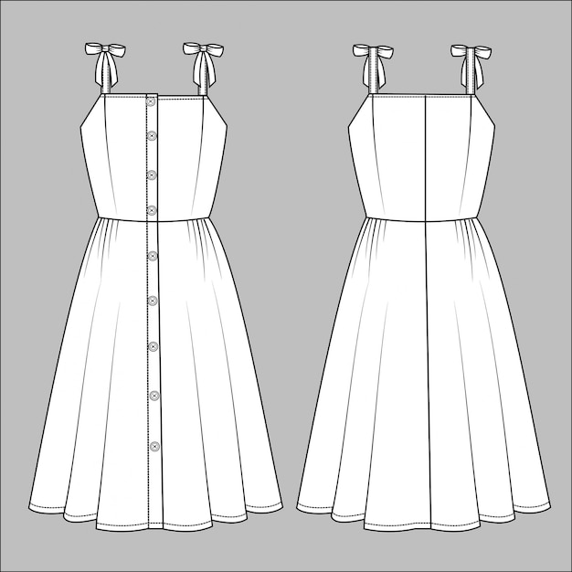 Modèle De Croquis De Mode Robe D'été