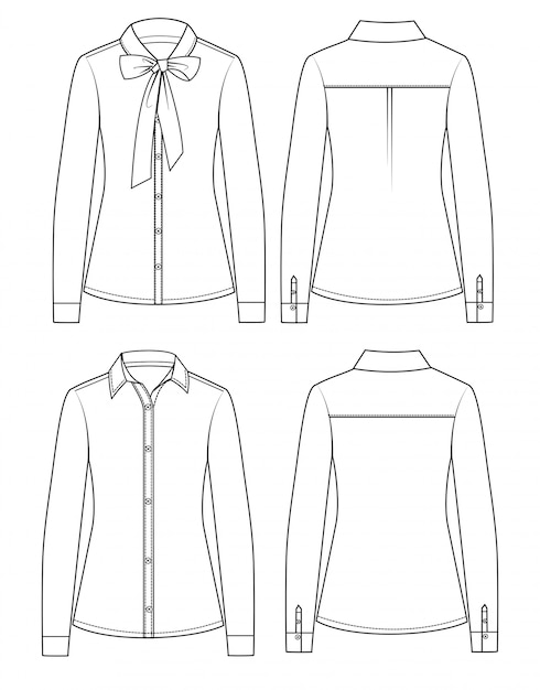 Modèle de croquis plat de mode CHEMISES