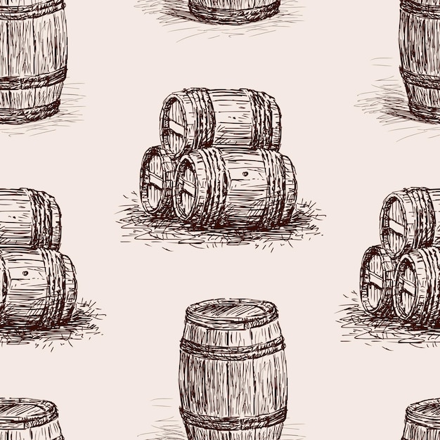 Modèle Des Croquis De Tonneaux De Vin