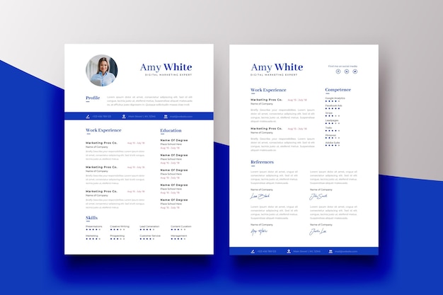 Modèle de curriculum vitae d'information et de photo