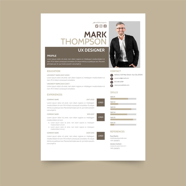Modèle de curriculum vitae professionnel