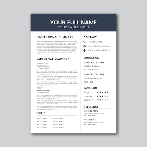 modèle de curriculum vitae