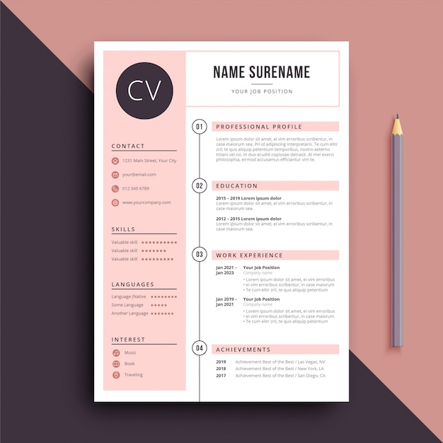 Modèle De Cv De Couleur Féminine