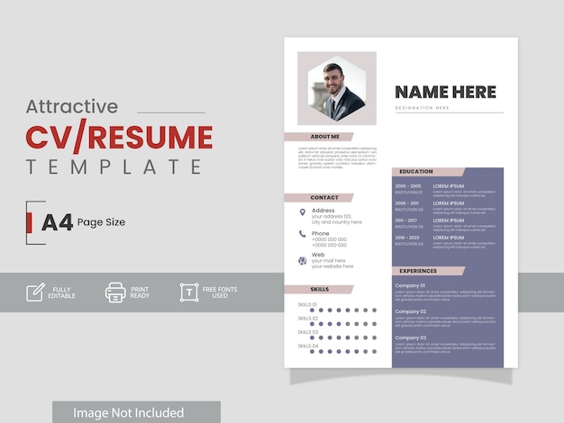 Modèle de CV ou de CV avec impression prête