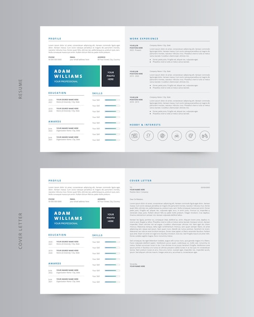 Vecteur modèle de cv ou de cv de paysage moderne