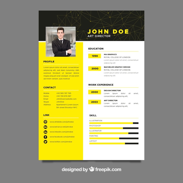 Modèle de cv jaune