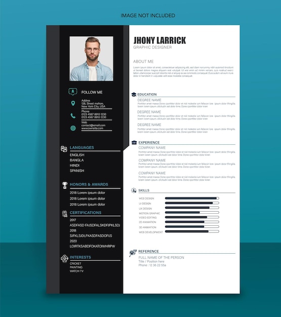 Modèle de cv minimaliste vectoriel gratuit avec espace photo