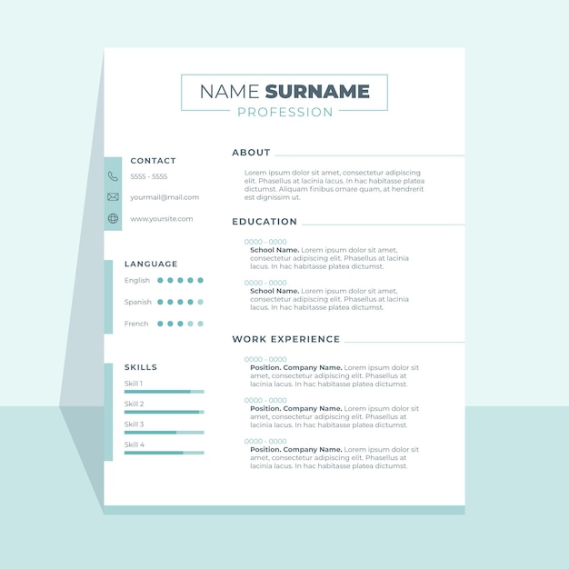 Vecteur modèle de cv minimaliste