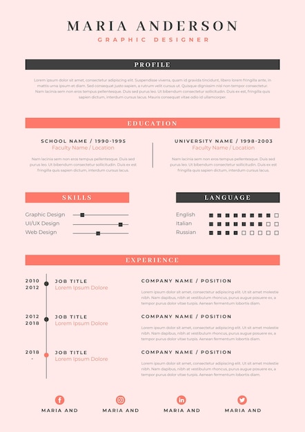 Vecteur modèle de cv minimaliste