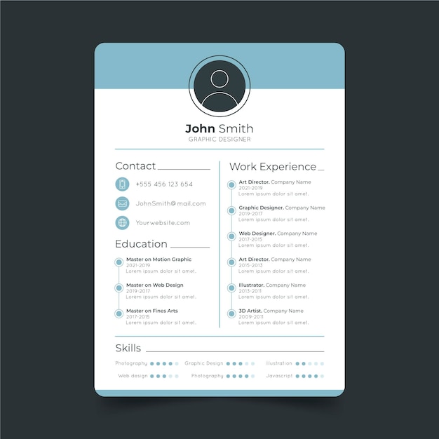 Vecteur modèle de cv minimaliste