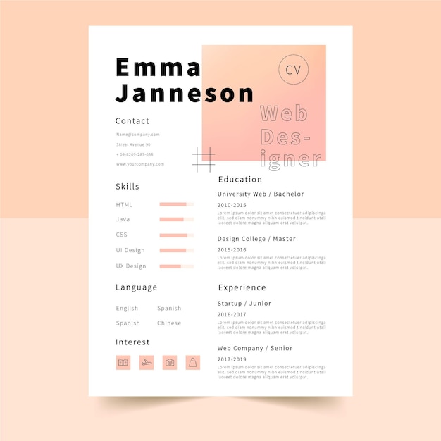 Modèle De Cv De Style Minimaliste