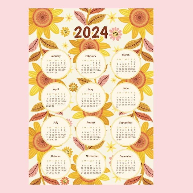 Modèle De Début De Semaine Du Dimanche Du Calendrier 2024