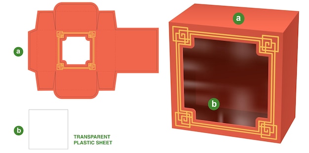 Modèle de découpe de boîte d'emballage et maquette 3D