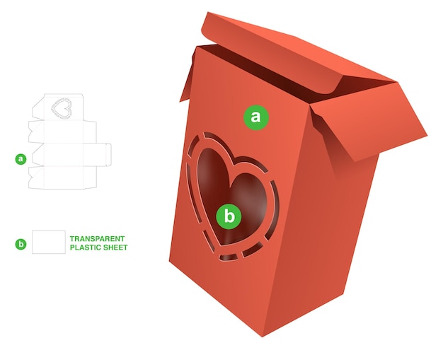 Modèle de découpe de boîte d'emballage et maquette 3D