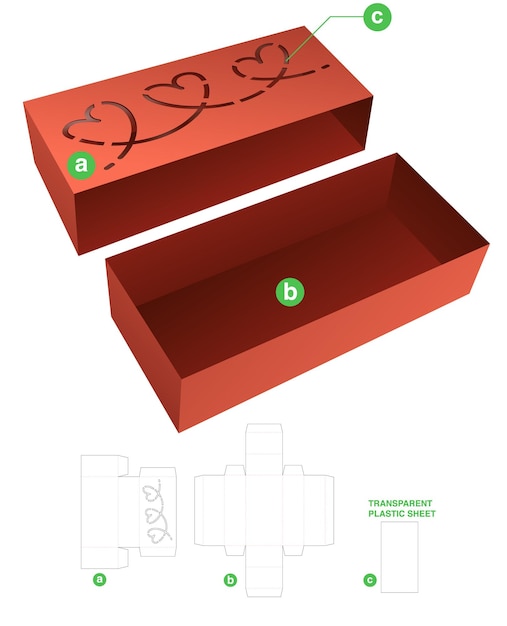 Modèle de découpe de boîte d'emballage et maquette 3D