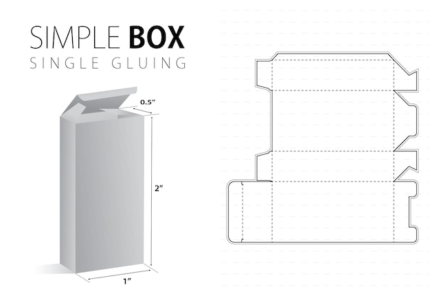 Modèle de découpe de boîte d'emballage simple avec mise en page de plan modifiable en noir de prévisualisation 3D