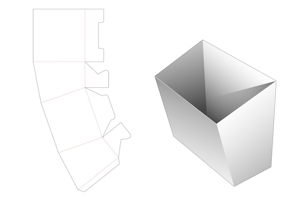 Modèle de découpe de conteneur de frites en carton