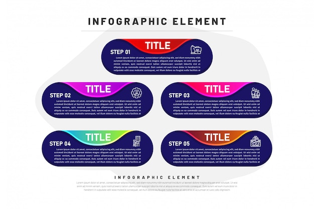 Modèle De Dégradé D'infographie Métier Avec élément Sombre 5, Option