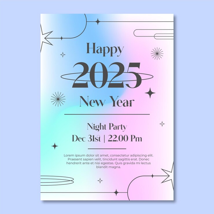 Modèle de dépliant d'affiche de la nouvelle année 2025