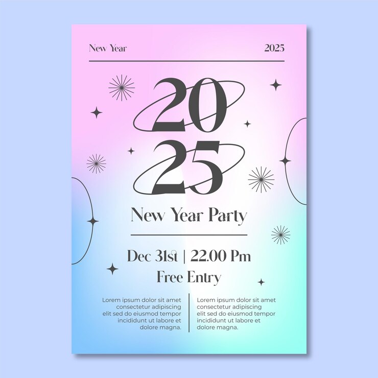 Modèle de dépliant d'affiche de la nouvelle année 2025