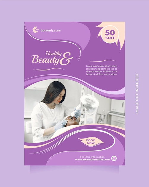 Vecteur modèle de dépliant et de brochure de concept de service de spa et de salon de beauté au format a4