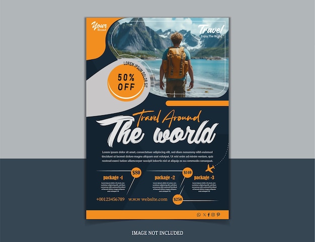 Un modèle de design de flyer de voyage avec un design d'affiche