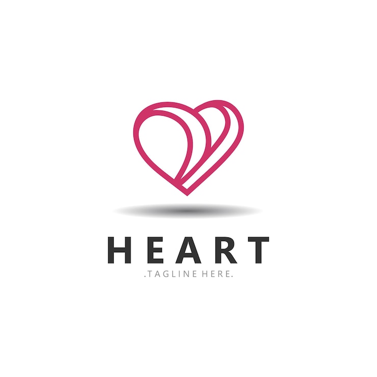 Vecteur modèle de design de logo de cœur ruban de luxe jour de la saint-valentin et de l'amour