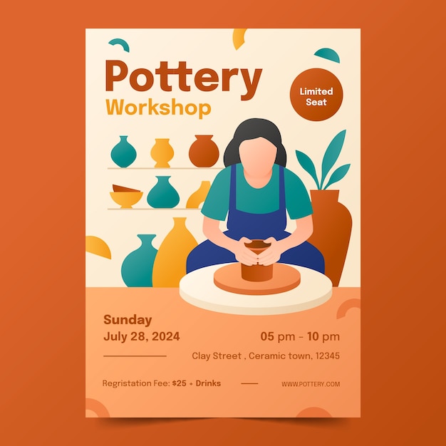 Modèle de dessin d'affiche de poterie