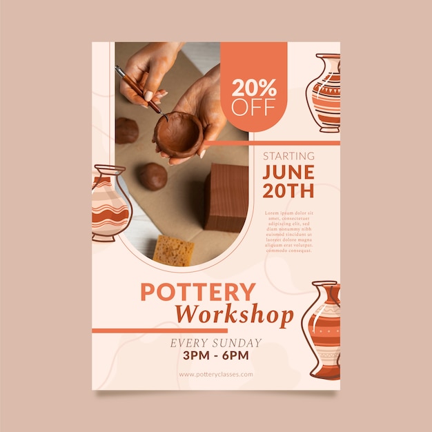 Modèle de dessin d'affiche de poterie