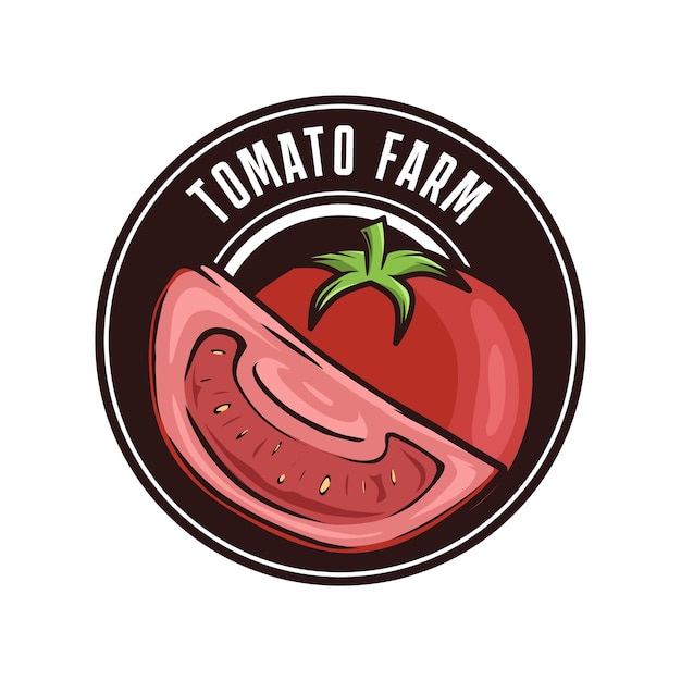 Vecteur modèle de dessin du logo de la ferme de tomates