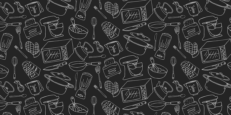 Vecteur modèle dessiné à la main de vecteur de cuisine