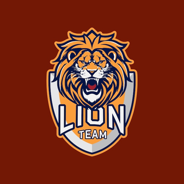 Vecteur modèle détaillé de logo de jeu esports lion