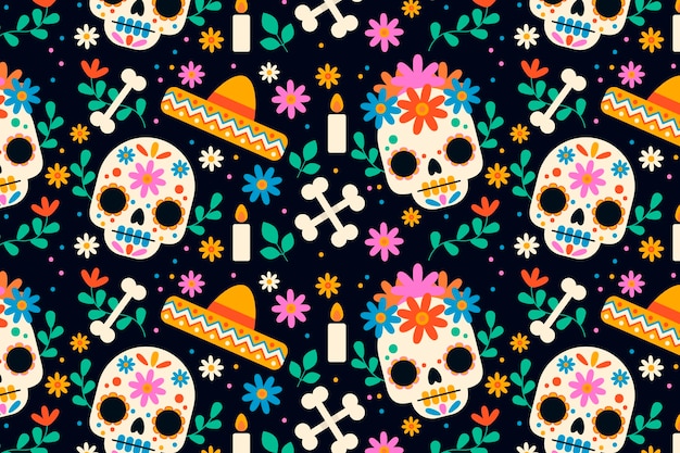 Modèle De Dia De Muertos Dessiné à La Main